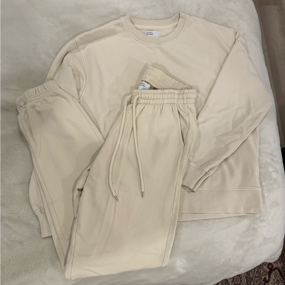 Cream Sweatshirt and Joggers Set